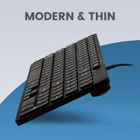 Perixx PERIBOARD-333B Wired USB Backlit Keyboard, Compact 14.25x4.57 Inches, X Type Scissor Keys, Big Print Letters,