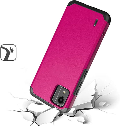 TJS Nokia C110 N156DL Case with Tempered Glass Screen Protector, Dual Layer Hybrid Magnetic Shockproof Protection (Pink)