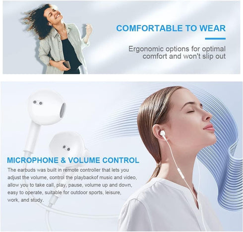 Wired Earbuds 2 Pack USB C Headphone for Samsung S23 FE S22 S21 S20 A53 A54 in-Ear Type C Earphone with Microphone