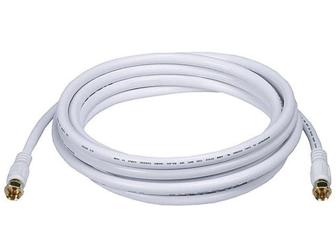 Monoprice Coaxial Cable with F Type Connector - RG6, Quad Shield, CL2, 10 Feet, White