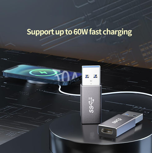 Upgraded USB A to USB C Adapter, 2-Pack USB Male to USB C Female, 60W Type C Port to USB 3.2 Converter, Compatible