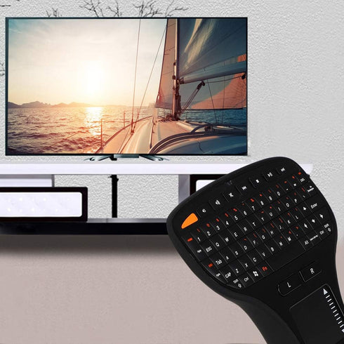 Hilitand 2 in 1 Multimedia Keyboard with Trackball Mouse and Touchpad, Mini QWERTY Keyboard for TV Box, Laptop, Computer