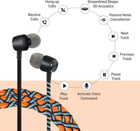 URIZONS Cute Colorful Earbuds with Microphone - Heavy Duty Bass Earphones for iPhone, iPad, Mac, and Smartphones