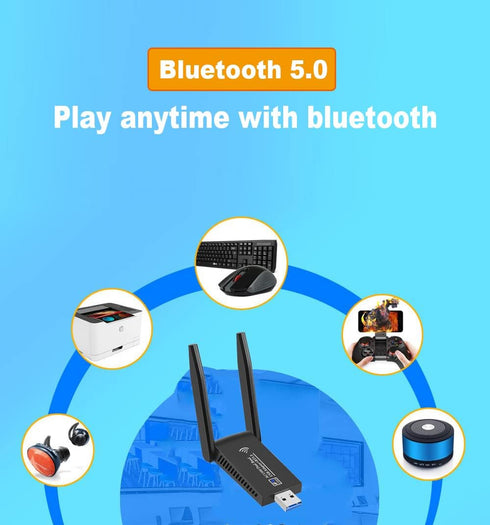 AC1300 Dual Band WiFi Wireless Network Card + BT 5.0 Adapter, USB 3.0 1300M 802.11ac Bluetooth 5.0 for Laptop PC.