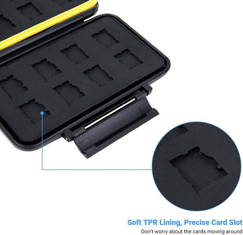 16 Slots Micro SD Card Holder, Micro SD Card Case Organizer with Carabiner, Water-Resistant