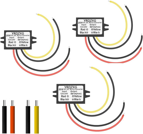 YRDZXG (3 pcs) 5V Buck Converter 12 V/24 V to 5 V 5A