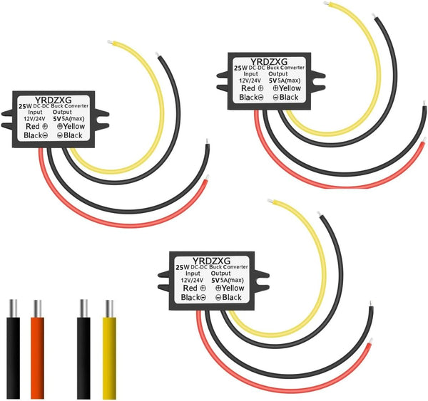 YRDZXG (3 pcs) 5V Buck Converter 12 V/24 V to 5 V 5A