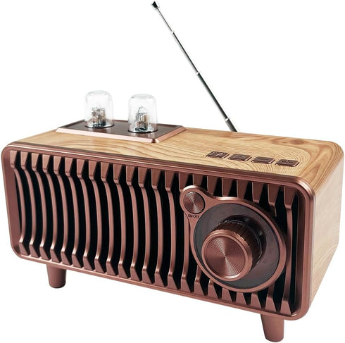 YIONGTAF Retro Portable Rechargeable FM Radio Bluetooth Speaker with Dual Speaker Stereo, AUX/USB/TF/MP3