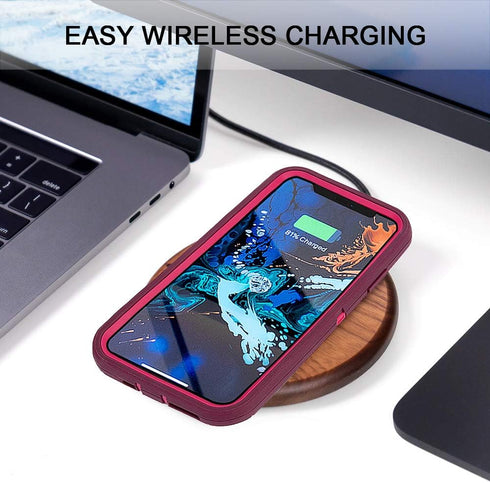 iPhone 13 Pro Max Case with Full Body Protection, Heavy Duty Shockproof 3 in 1 Silicone Rubber Cover for 13ProMax 6.7