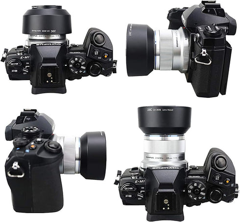 JJC Reversible Bayonet Lens Hood Shade for Olympus M.Zuiko Digital 45mm F1.8 Lens - Replaces Olympus Lens Hood LH-40B