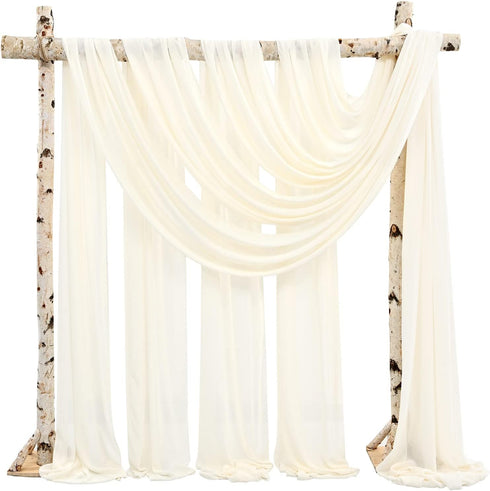Wedding Arch Draping Fabric, 4 Panels 28" x 19ft Ivory Wedding Arch Drapes for Ceremony, Sheer Backdrop