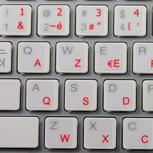 4Keyboard French AZERTY Keyboard Decals ON Transparent Background with Blue, Black, Green, RED,