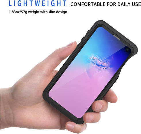 Lanhiem IP68 Waterproof Dustproof Case for Samsung Galaxy S10e, Heavy Duty Full Body Protective Clear Back Cover, Black