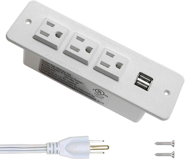 Conference Recessed Power Strip with USB, Mountable Power Outlet Built-in Desktop Workbench Drawer Cabinet, 10'ft Heavy