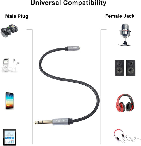 tisino 3.5mm to 1/4 Headphone Jack Adapter Cable, 10 Feet for Headphones, Amplifiers, and Home Theater.