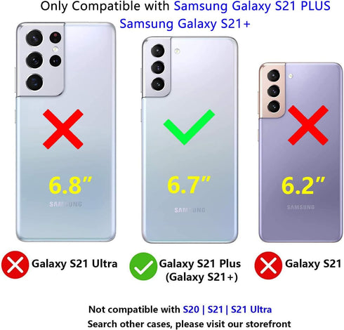 Military Grade Drop Impact Case for Samsung Galaxy S21 Plus, 360 Metal Rotating Ring Kickstand Holder, Armor Heavy Duty