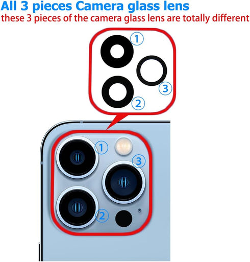 Rear Back Camera Lens Glass Replacement for iPhone 13 Pro & 13 Pro Max with Installation Manual