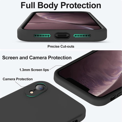 Vooii iPhone XR Case - Black, Upgraded Liquid Silicone, Soft Anti-Scratch Microfiber Lining, Square Edges, Camera