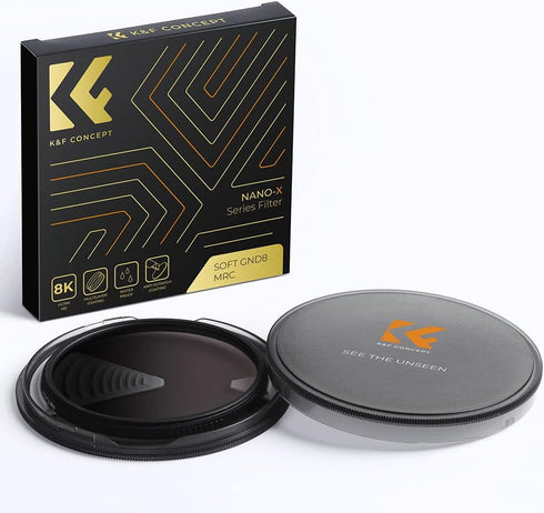 K&F Concept 52mm Soft GND8 (3 Stop) Lens Filter, Soft Graduated Neutral Density Filter with 28 Multi-Layer Coatings