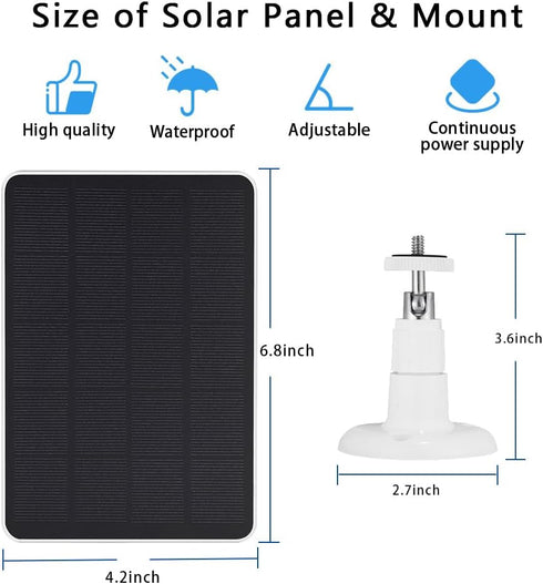Solar Panel Compatible with SimpliSafe Outdoor Camera, 4W 5V with 10ft Micro USB Charging Cable
