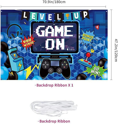 Video Game Party Decoration Banner - 70.9 X 43.3 Inch Photo Background for Gamer Room Decor and Birthday Party