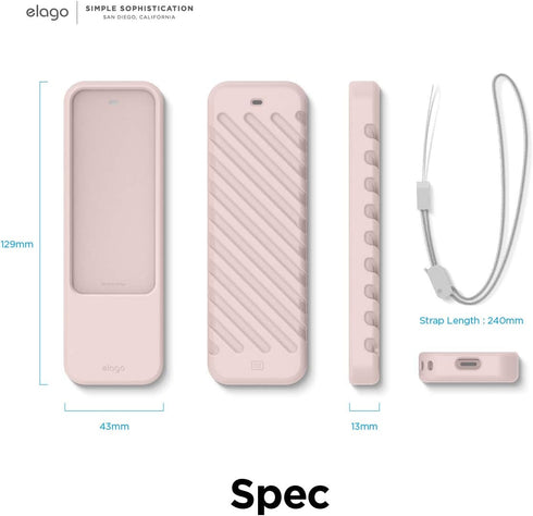 elago R3 1st Protective Case Compatible with Apple TV Siri Remote Generation (Sand Pink) - Extra Protection, Durable