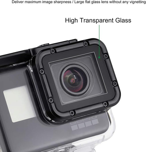 Waterproof Housing Case with Dive Filter for GoPro Hero 7 Black, Hero 6 Black, Hero 5 Black, 45 Meters Underwater