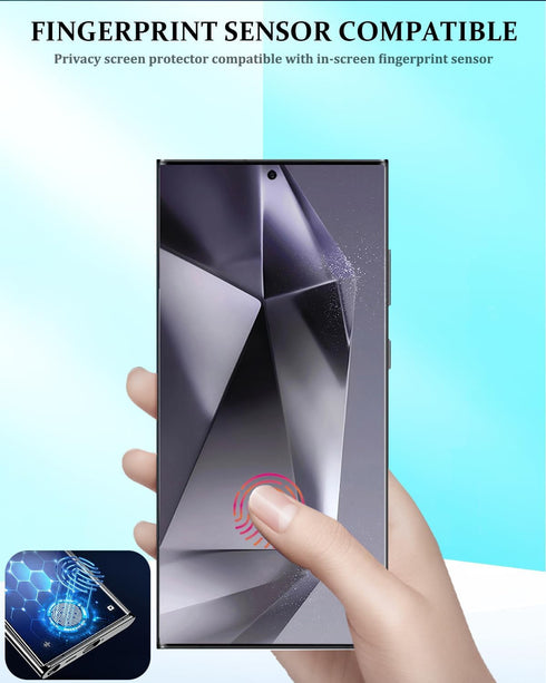 Samsung Galaxy S24 Ultra Privacy Screen Protector - Tempered Glass with Camera Lens Protector, Anti-Spy, Fingerprint
