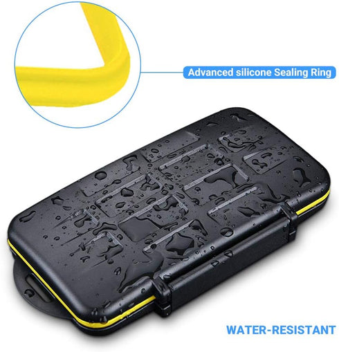12 Slots SD Card Case Holder, Waterproof Anti-Shock SD/SDHC/SDXC Card Storage with Carabiner