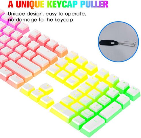 Pudding Keycaps Double Shot PBT Keycap Set with Translucent Layer,for 104 87 61 Keys RGB Backlit Mechanical Keyboards,OEM Profile,US Layout-White