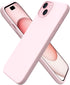 ORNARTO iPhone 15 Plus Case 6.7", Pink Slim Liquid Silicone 3 Layers Full Covered Soft Gel Rubber Protective Phone Case