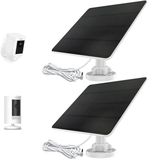 Ring Camera Solar Panel Charger, 5W 6V Fast Charging, Compatible with Ring Stick Up Cam Battery, Waterproof (2 Pack)