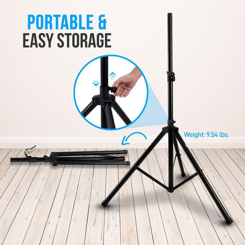 Pyle Universal Speaker Tripod Stand Mount, Height Adjustable Up to 70 Inches, Perfect for Home or Studio