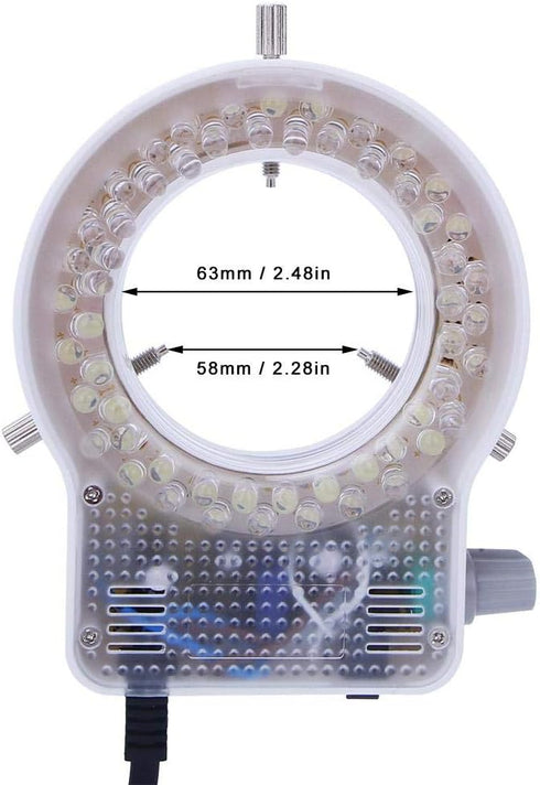 60LED Adjustable Brightness Microscope Ring Light Lamp Illuminator for Stereo Scope Microscope Supplier with Dimmer US Plug 110~240V