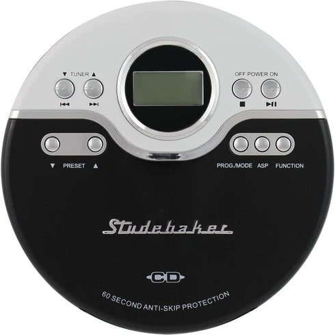 Studebaker SB3703BWB CD/MP3 Joggable Personal Player with Audio Book Compatibility, Bookmark Feature and FM PLL Radio