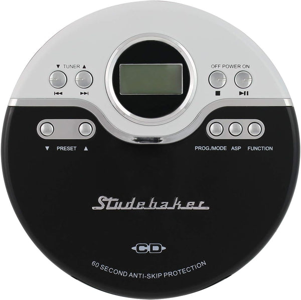 Studebaker SB3703BWB CD/MP3 Joggable Personal Player with Audio Book Compatibility, Bookmark Feature and FM PLL Radio