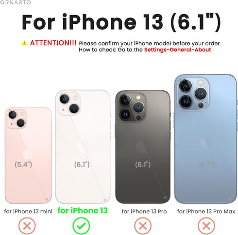 ORNARTO Slim Liquid Silicone Case for iPhone 13 6.1, 3 Layers Full Covered Soft Gel Rubber Protective Cover (Light Blue)