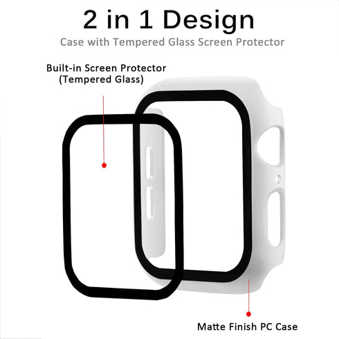 Miimall Compatible for Apple Watch Series 3 38mm Case with Screen Protector, Anti-Scratch Shockproof Hard PC Bumper
