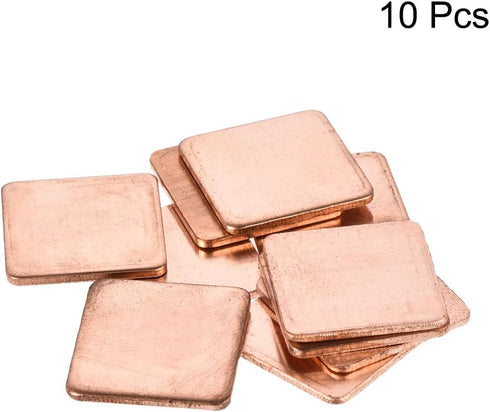uxcell Flat IC Chipset Thermal Copper Heatsink for CPU GPU 20 x 20 x 1.5mm, 10pcs