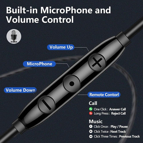 Shopify SEO: Black Wired in-Ear Headphones with Mic, Volume Control, Noise Cancelling, Powerful Bass, 3.5mm Jack for