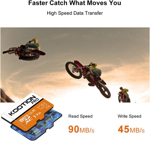KOOTION 128GB Micro SDXC UHS-I U3 V30 A1 Memory Card - High Speed TF Card for Phone, Camera