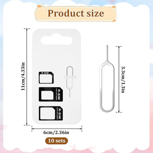 Generic 20-Pack SIM Card Adapter Kit - Includes Nano/Micro/Standard SIM Converters & Eject Tool for iPhone, Samsung