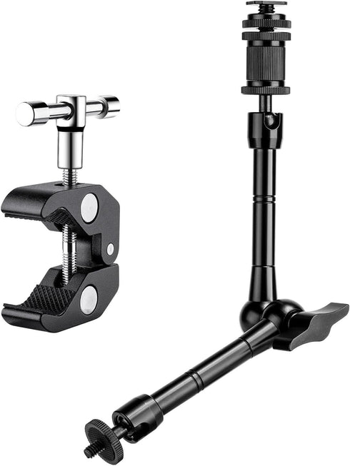 FOMITO 11 inch Articulating Magic Arm + Super Clamp for DSLR Rig Camera, LCD Monitor, LED Video Light