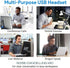 USB Headset with Microphone for PC, 3.5mm Jack 2 in 1 Wired Stereo Headphone with Volume Control