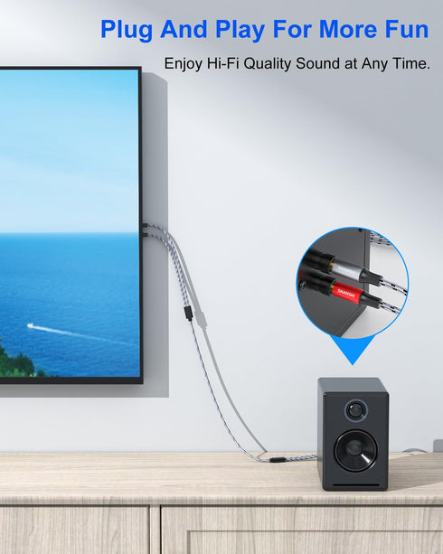 SNANSHI 2RCA Cables (15FT) - 2RCA Male to 2RCA Male Stereo Audio Cable for Home Theater and Hi-Fi System
