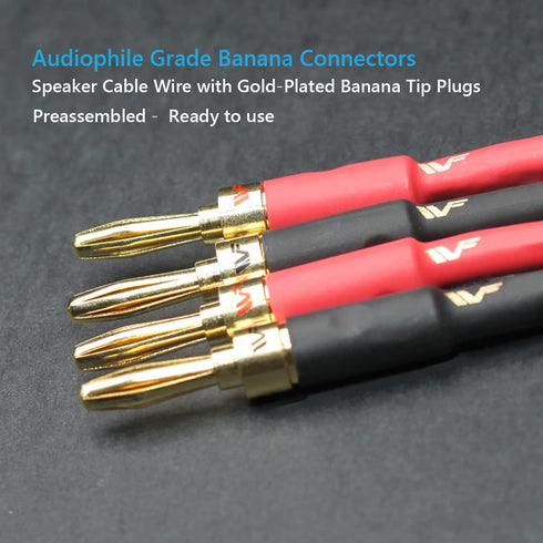 UCINNOVATE 2Pack 4m 13AWG Speaker Cable with Gold Plated Banana Plugs, Pre-Connected HiFi Copper for Home Theater