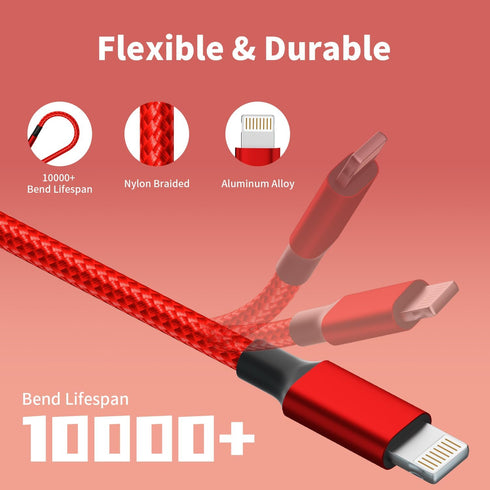 USB C Multi Charging Cable, 2 Pack 4FT, 3 in 1 Nylon Braided Universal Charging Cable for iPhone 16/15 Series & Other