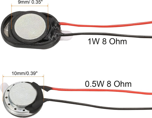 MECCANIXITY Mini DIY Magnetic Speaker 1W 8 Ohm Replacement Loudspeaker 4pcs 9mm 4pcs 10mm for Mobile Phone