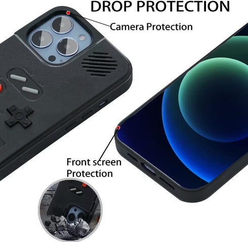 WeLohas Gameboy Case for iPhone 11, Handheld Retro 168 Classic Games, Anti-Scratch Shockproof Phone Cover, Black