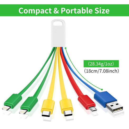 Multi USB Cable Charging Cable for Multiple Devices, USB to Multiple Connectors 6 in 1 Universal Charger Cord with